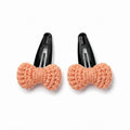 Peach Bow Crochet Hair Clips