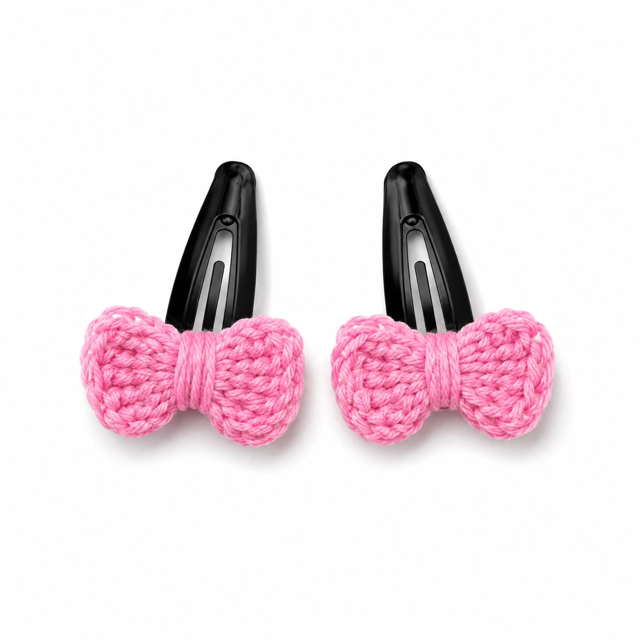 Sweet Pink Bow Crochet Clips