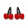 Bold Red Bow Crochet Hair Clips