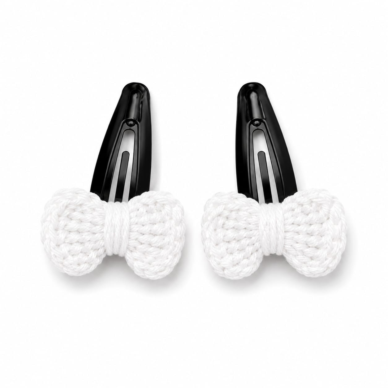 Elegant White Bow Crochet Hair Clips