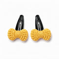 Bright Yellow Bow Crochet Hair Clips