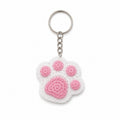 Cute Pink & White Crochet Paw Keychain