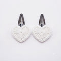 Elegant White Heart Crochet Hair Clips