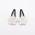 White Flower Crochet Hair Clips