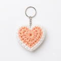 Classic Peach Crochet Heart Keychain