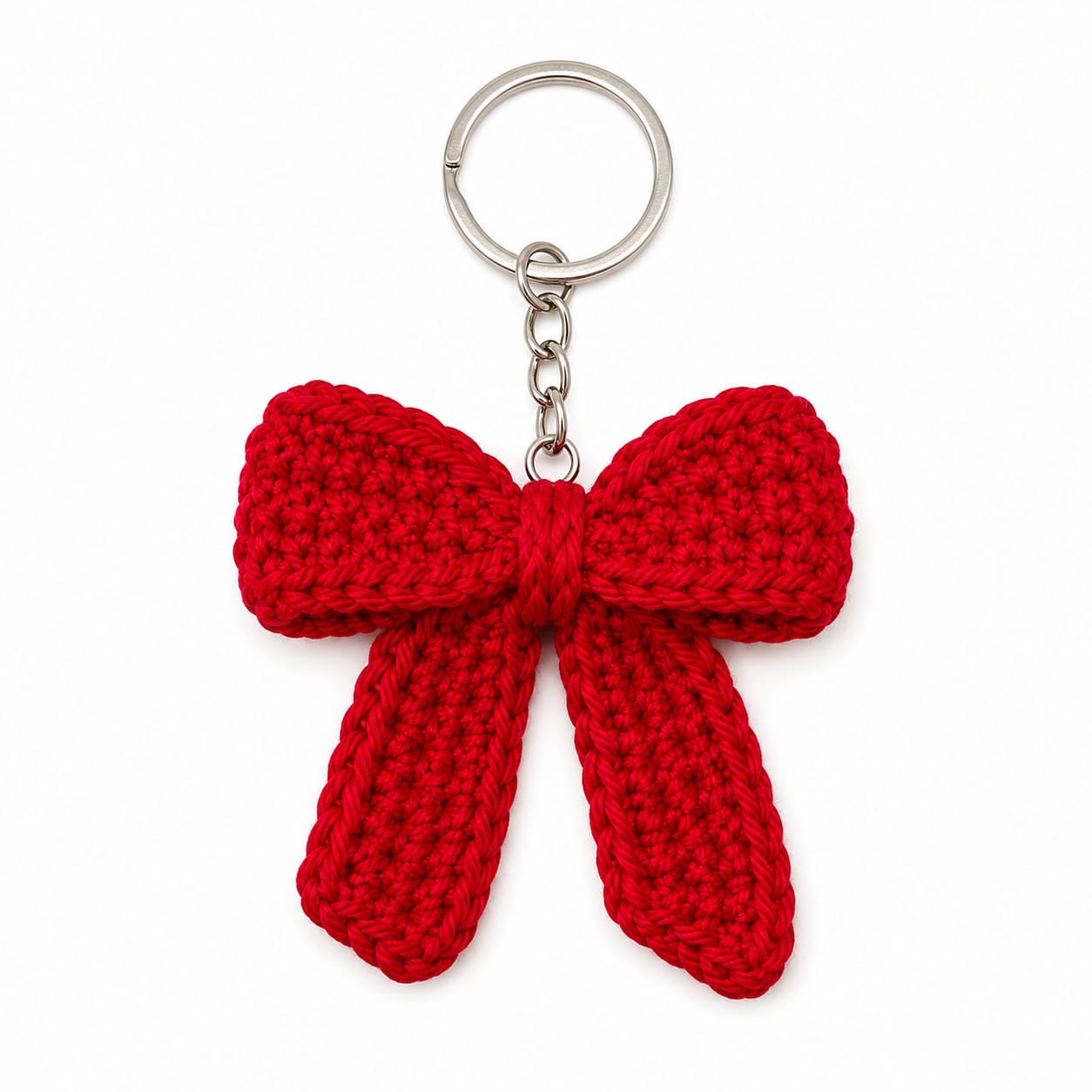 Adorable Red Crochet Bow Keychain