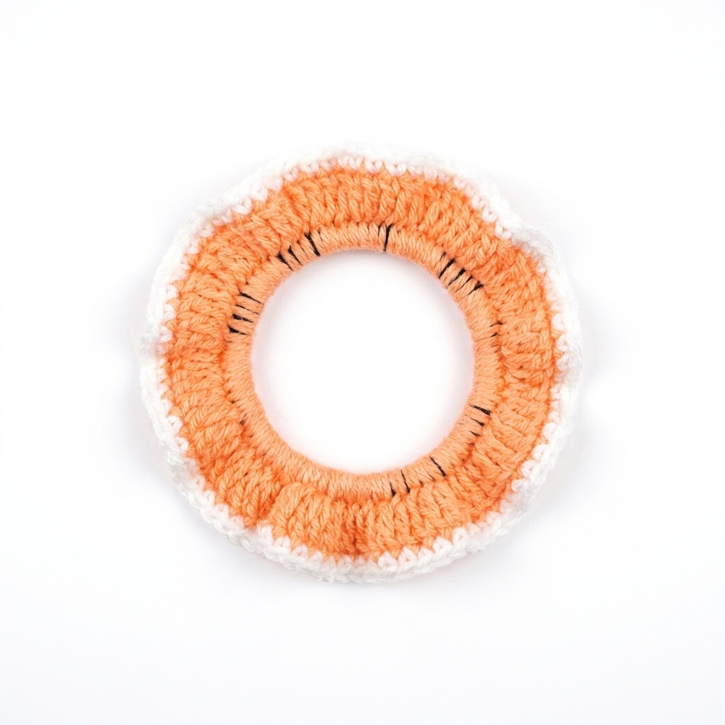 Peach Puff Crochet Ruffled Scrunchie