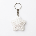 Floral White Crochet Star Keychain