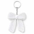 Elegant White Bow Crochet Keychain