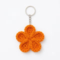 Peach Crochet Floral Keychain